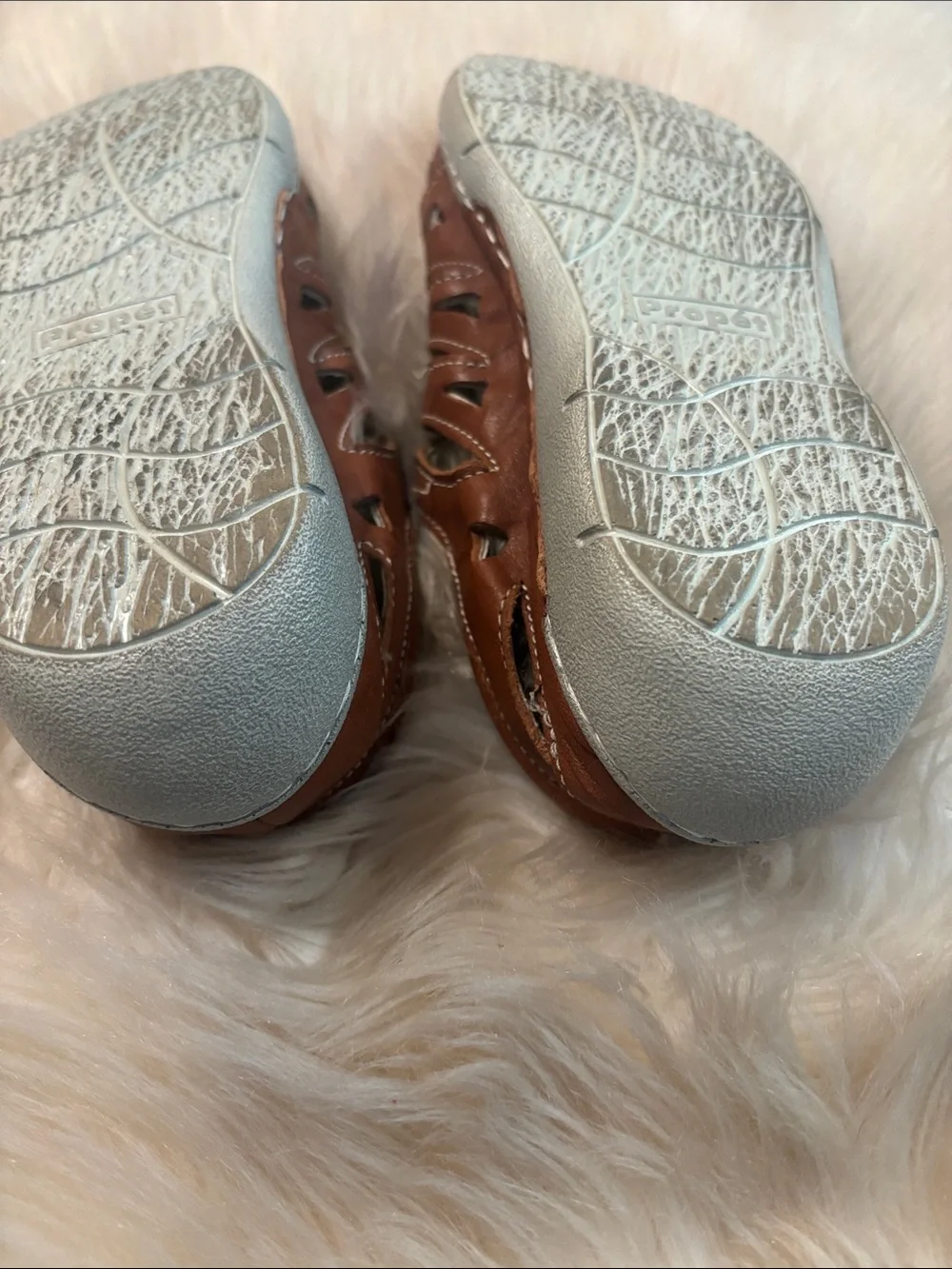 Propet Brown Leather Slip-On Loafers with Cutouts